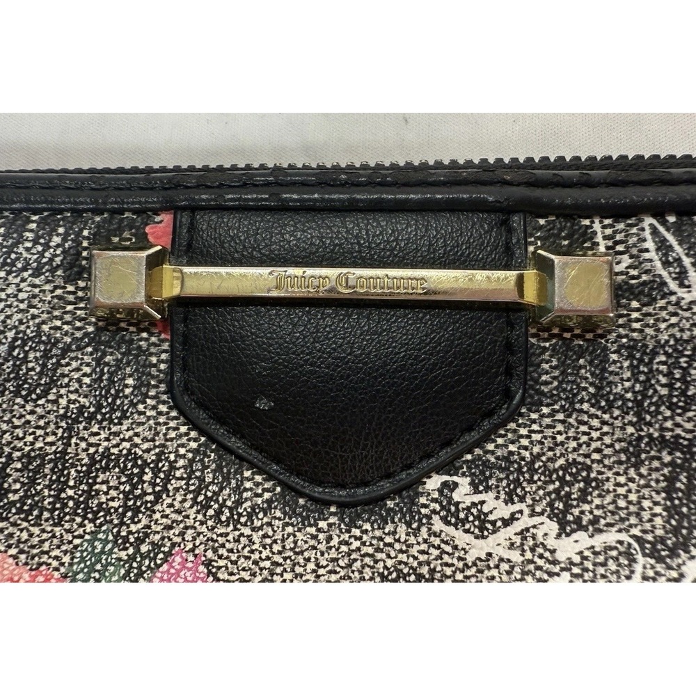Juicy Couture PETAL STAT Black & Grey Word on the Street Zip Up Wallet - Picture 3 of 13